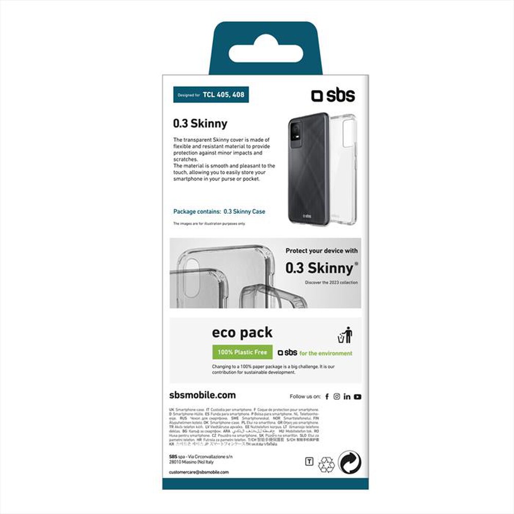 "SBS - Cover Skinny TESKINTCL405T per TCL 405-Trasparente"