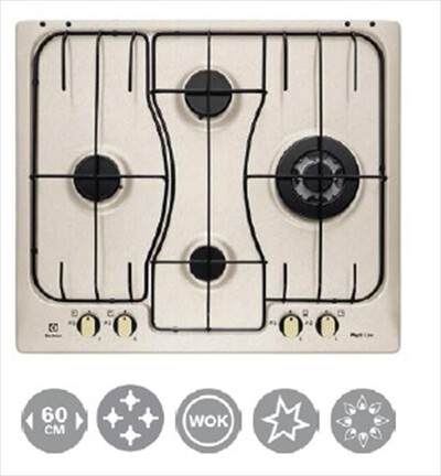 ELECTROLUX - Piano cottura a gas RGG6243LON 4 fuochi 59,4cm-SABBIA