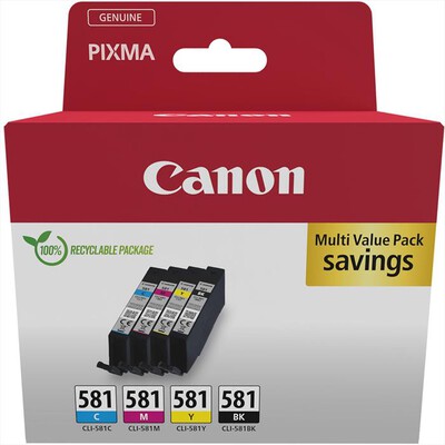 CANON - Kit cartucce CLI-581 C/M/Y/BK MULTI  SEC-Nero e colori