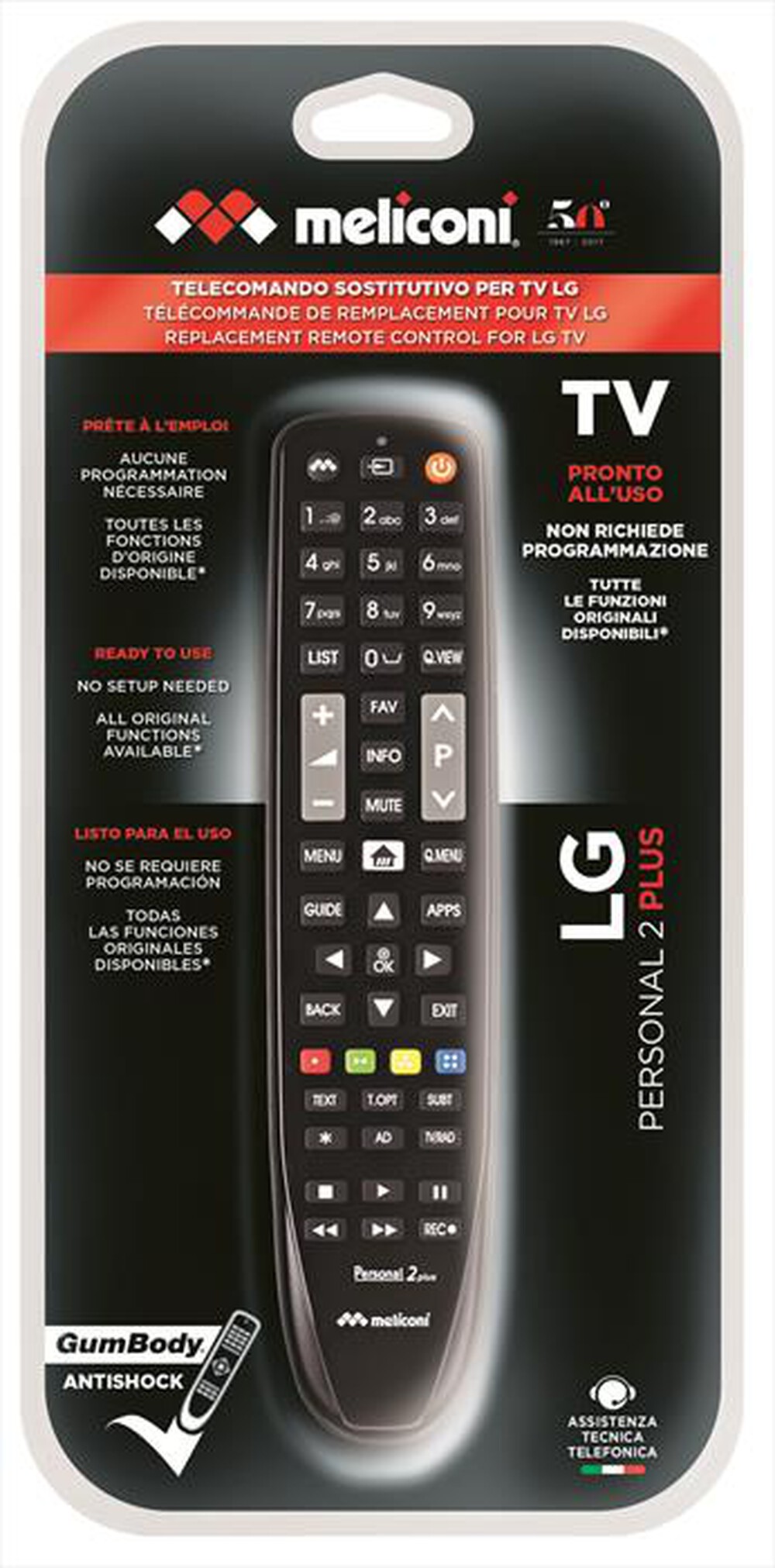 "MELICONI - Telecomando di ricambio per TV Gumbody Personal 2-Nero"