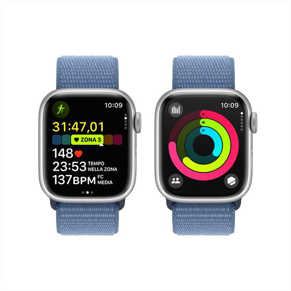 "APPLE - Watch Series 9 GPS Cassa 41mm Argento-Blu Inverno"