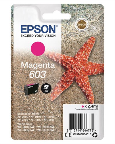 EPSON - 603 STELLA MARINA T03U STANDARD SINGLE  MAGENTA-Magenta