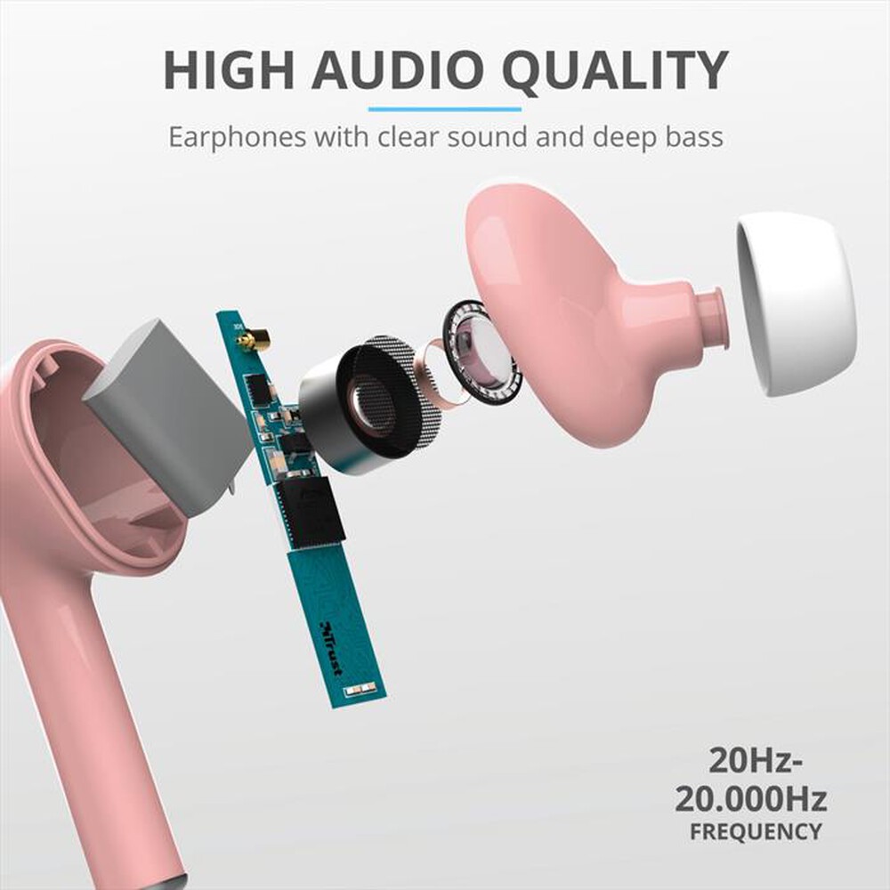 "TRUST - NIKA TOUCH BLUETOOTH EARPHONE PINK-Pink"