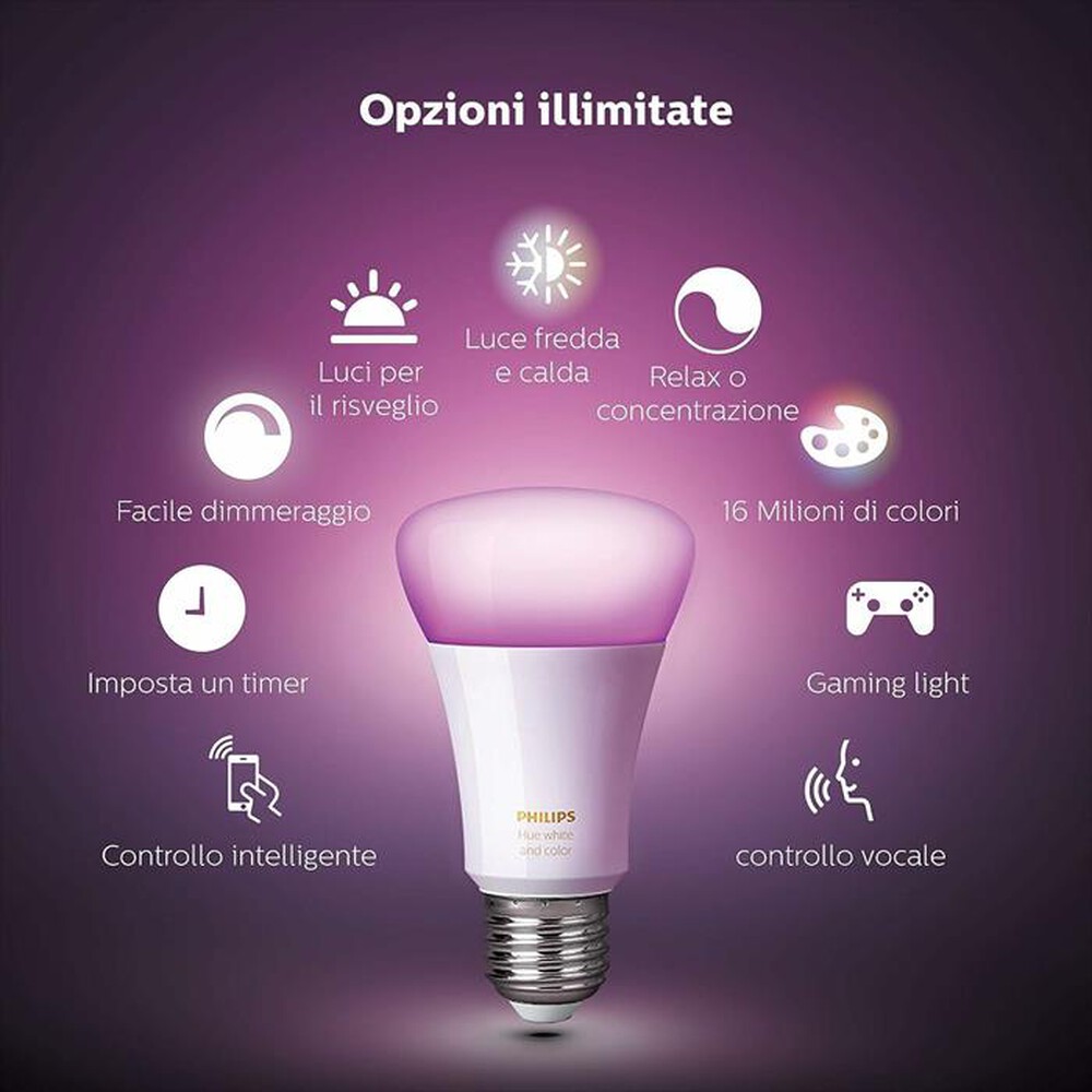 Immagine del prodotto PHILIPS - HUE WHITE AND COLOR AMBIANCE LAMPADINA E27 15W-Bianco