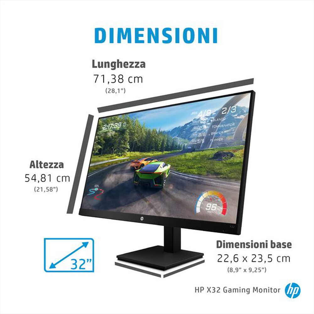 "HP - Monitor 31,5\" X32 QHD GAMING-Nero"