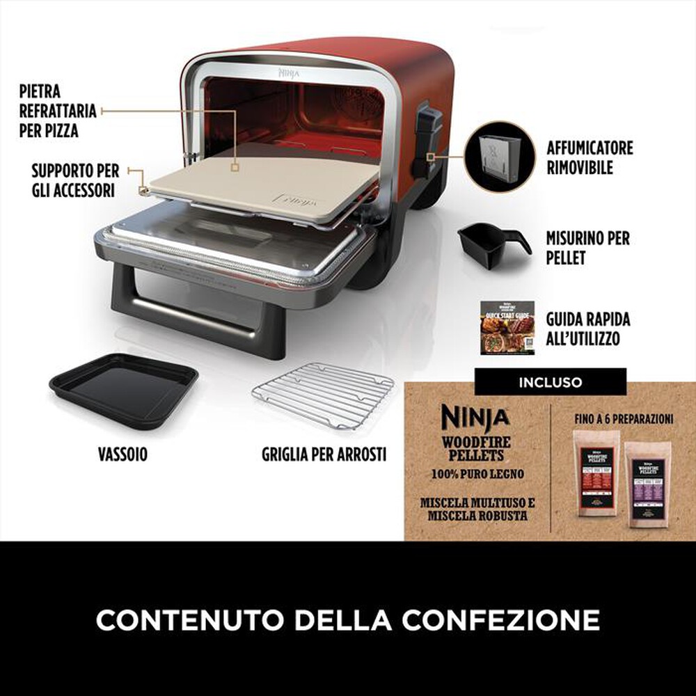 "NINJA - Forno elettrico da esterno pizza/arrosti Woodfire-Rame"