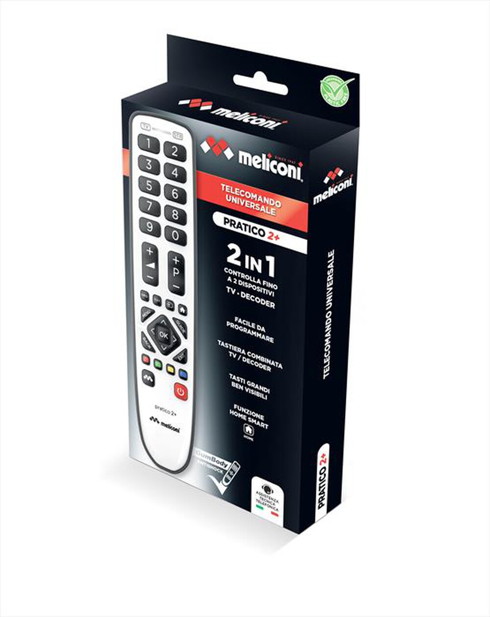 "MELICONI - Telecomando universale 2 in 1 GB PRATICO 2+ ITALIA-Bianco lucido / bianco opaco /"