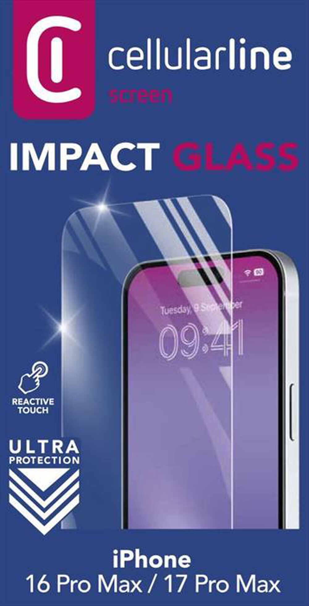 Immagine del prodotto CELLULARLINE - IMPACT GLASS per iPhone 16 Pro Max-Transparent