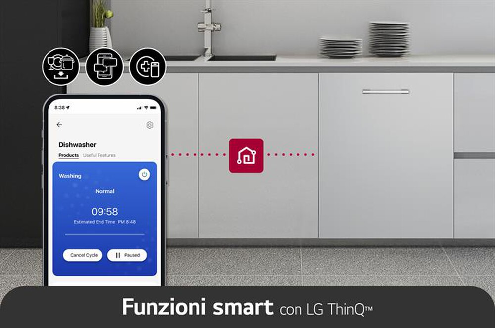 "LG - Lavastoviglie QUADWASH DB242TX Classe D 14 coperti-Acciaio inossidabile"