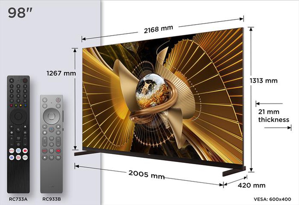 Immagine del prodotto TCL - Smart TV Mini LED 98" 98X11L-Nero, Metallico