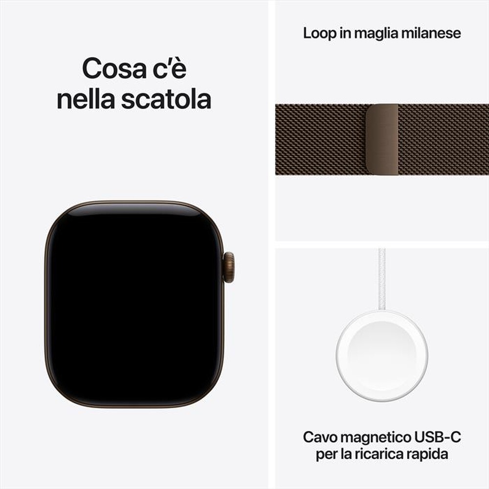 Immagine del prodotto APPLE - Watch Series 12 GPS 46mm Alluminio Bronzo Scuro-Loop milanese Bronzo - M/L