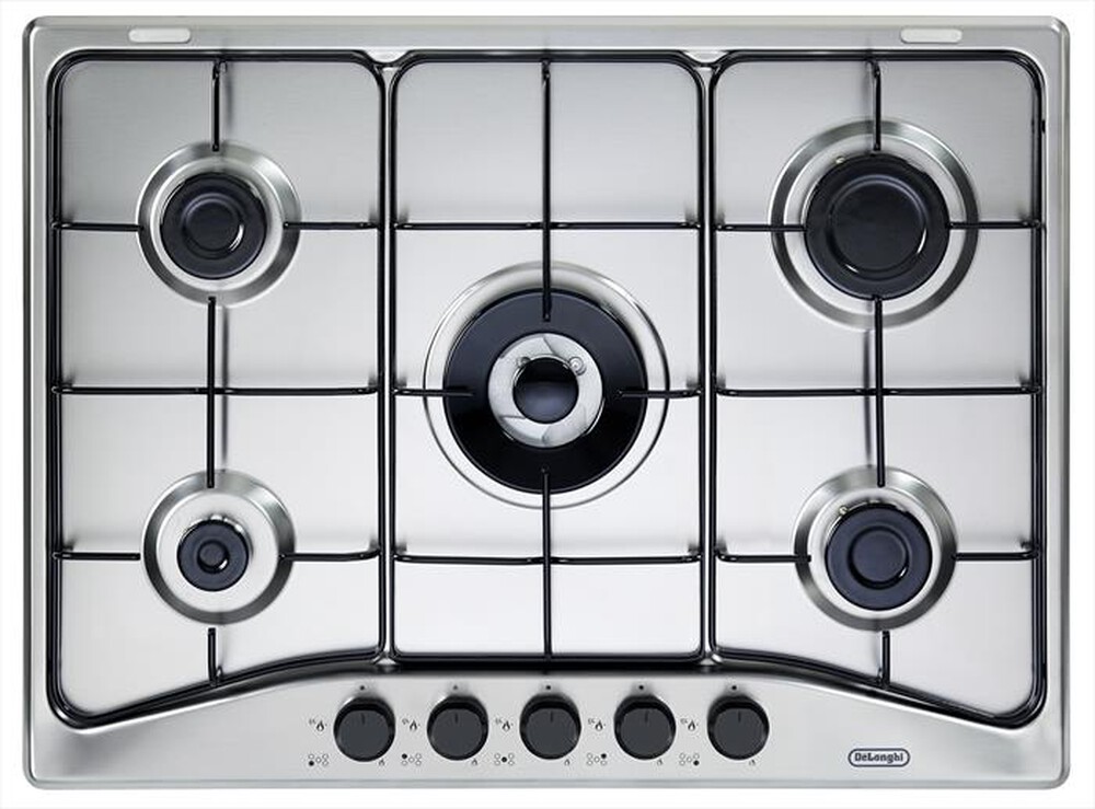 Piano Cottura A Gas De'Longhi YAF46 ASV - 4 Fuochi, Nero Argento, Incasso