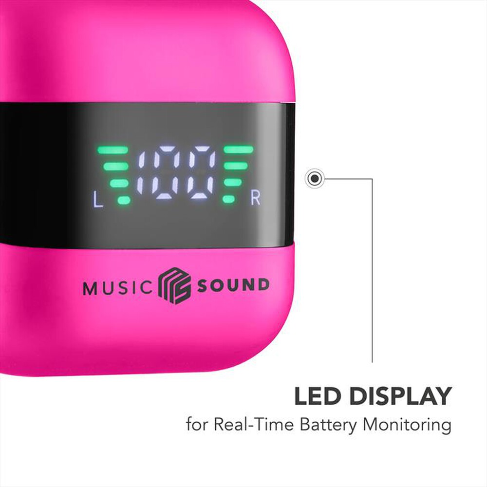 "MUSIC SOUND - AURICOLARI TWS CON DISPLAY LED-Pink"