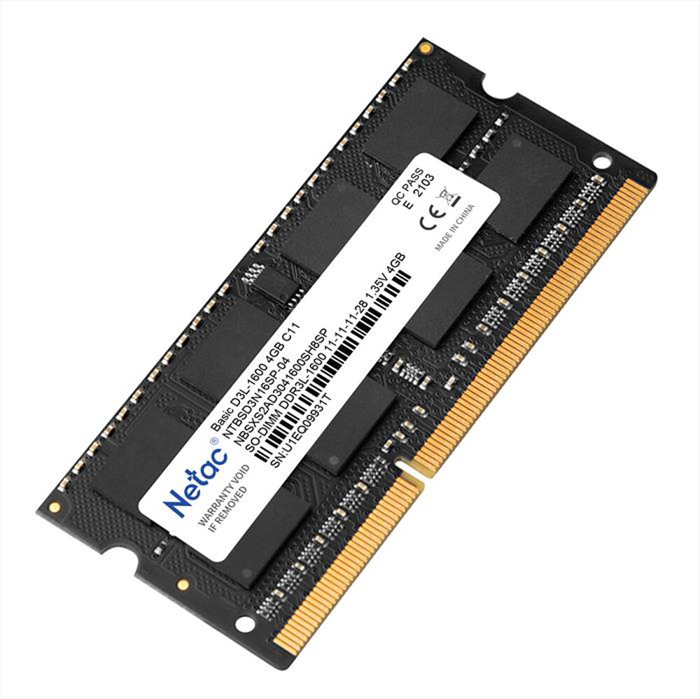 "NETAC - BASIC SO DDR3L-1600 4G C11 SODIMM 204-PIN-NERO"