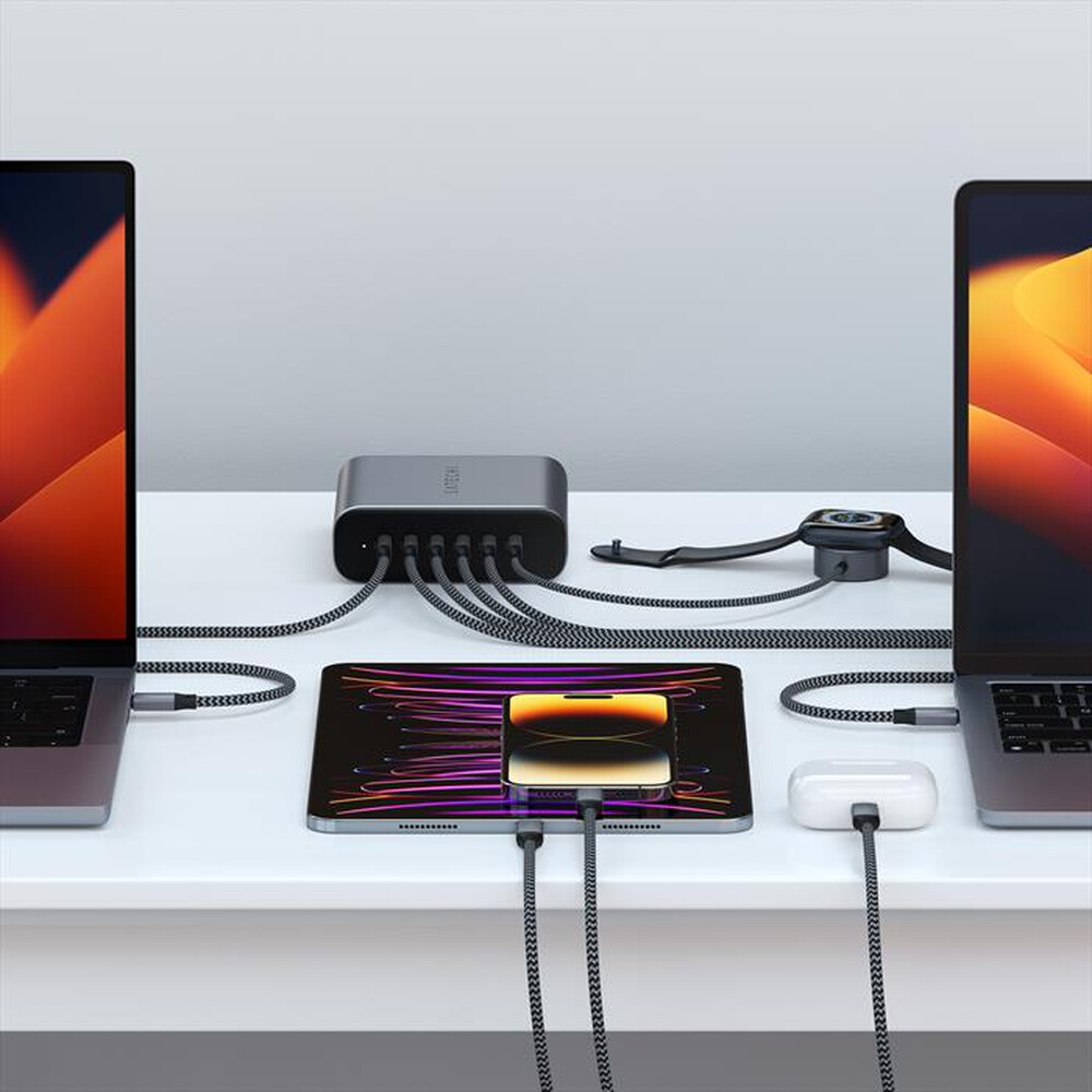 "SATECHI - ALIMENTATORE 200W USB-C 6-PORT PD GAN-grigio"