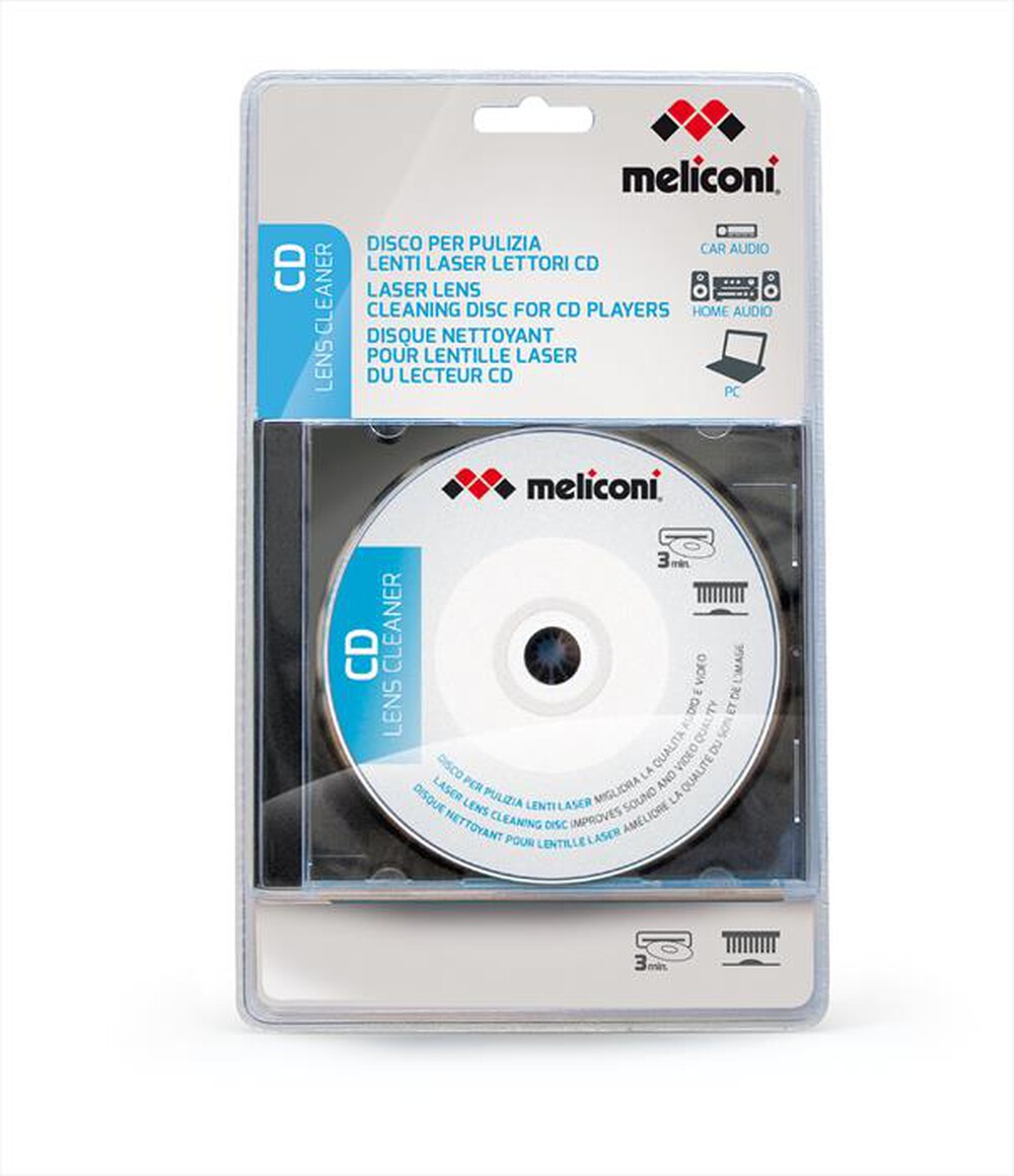 "MELICONI - CD Cleaner (Disco pulizia lenti laser lettori cd)-Bianco"