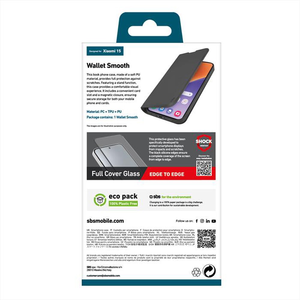 Immagine del prodotto SBS - Custodia a libro con supporto stand per Xiaomi 15-Nero