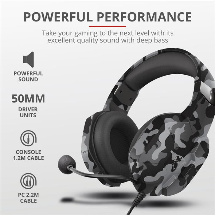TRUST - GXT323K CARUS HEADSET - Black Camouflage | Euronics