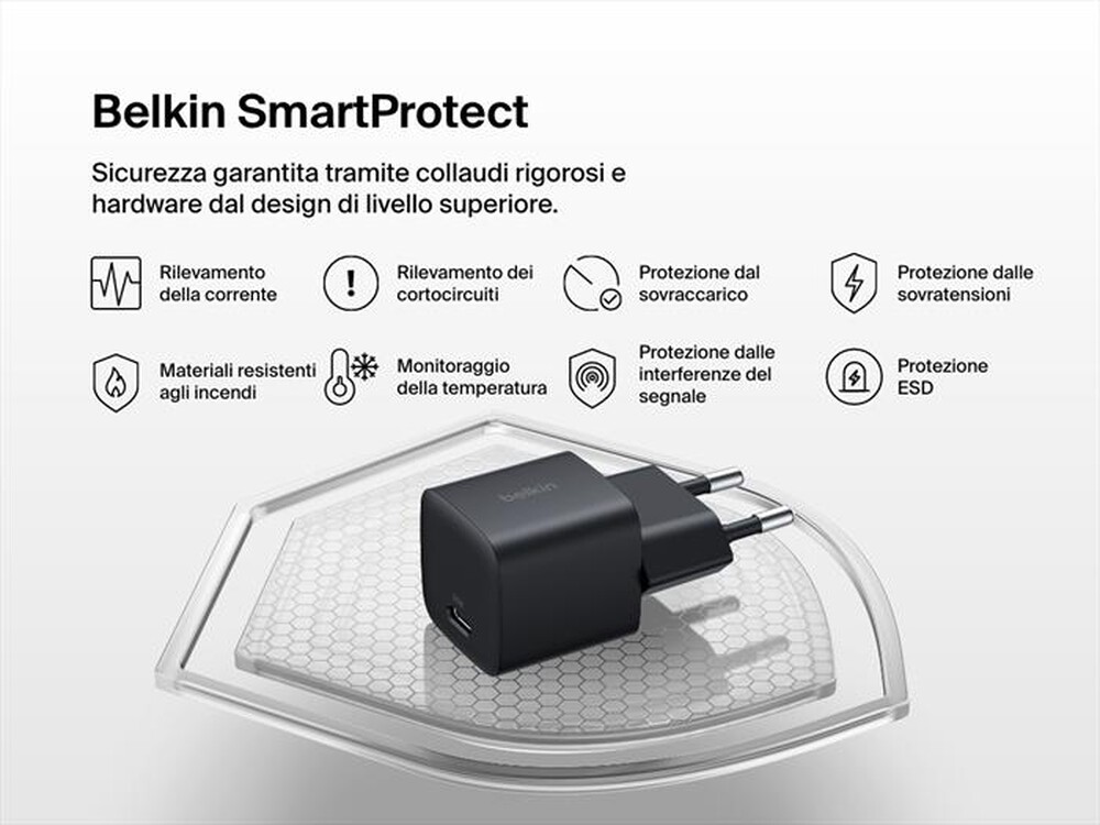 Immagine del prodotto BELKIN - Caricabatteria da parete USB-C da 25 W BoostCharge-Nero