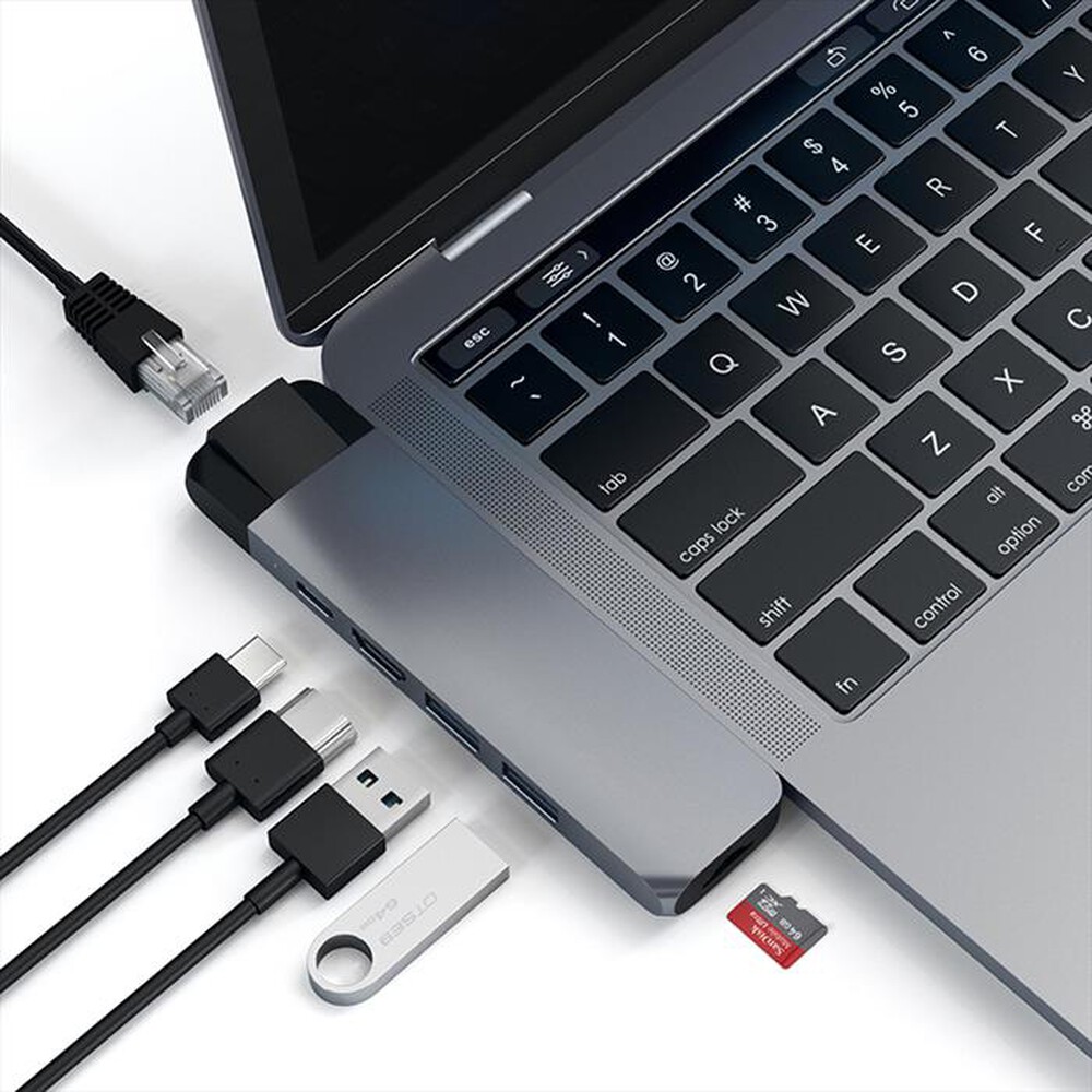 "SATECHI - PRO HUB USB-C CON ETHERNET + HDMI 4K-grigio"
