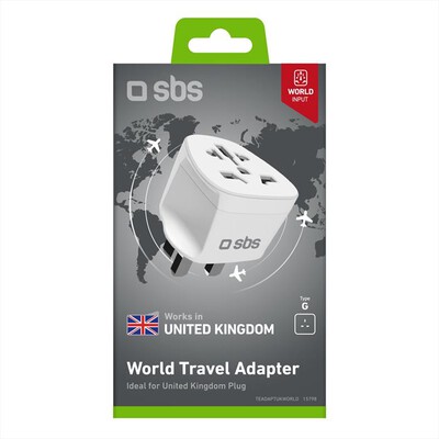 SBS - Adattatore da presa muro UK a Universale-Bianco