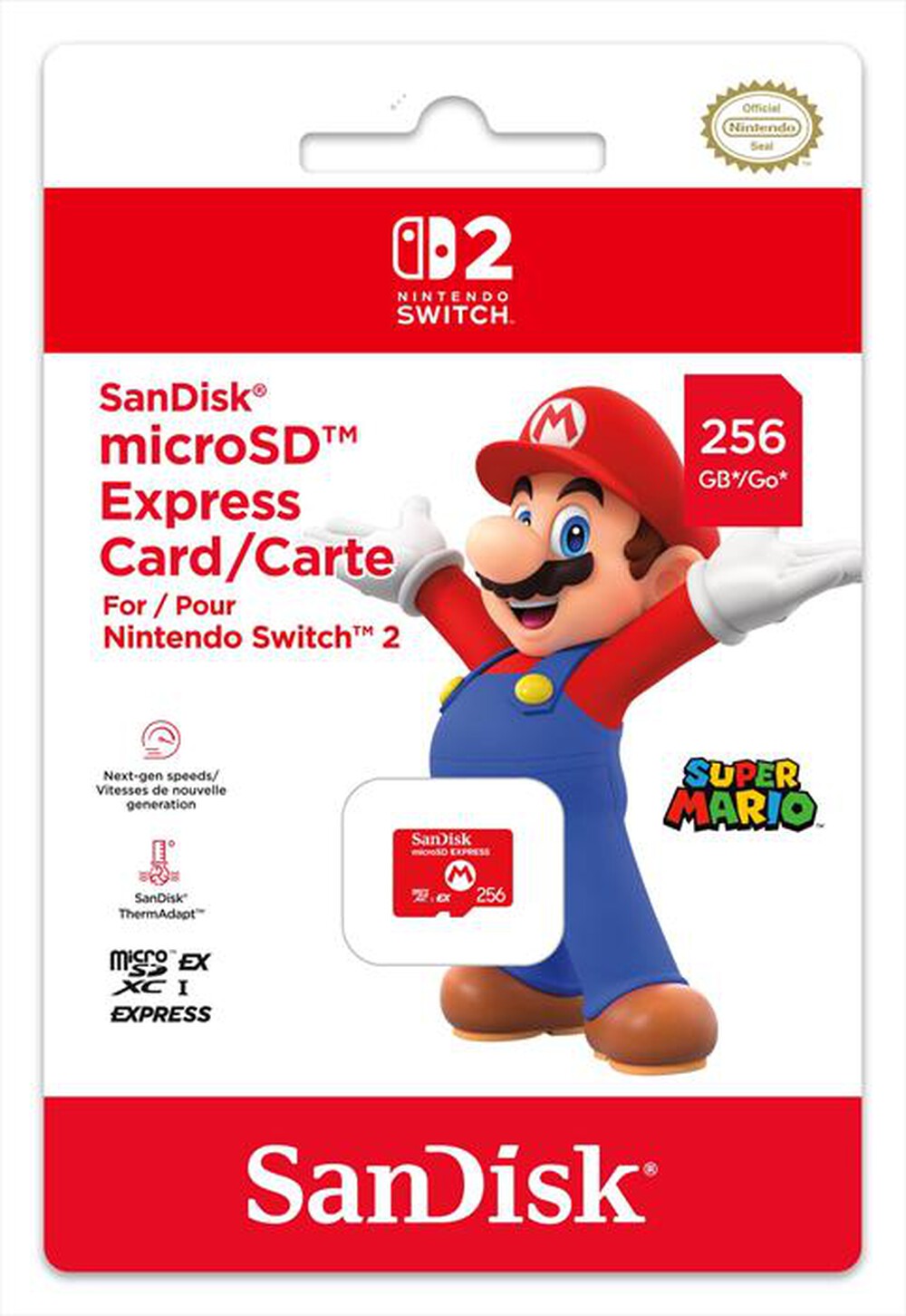 Immagine del prodotto NINTENDO - MICROSD EXPRESS 256GB SANDISK PER NINTENDO SWITCH2-Rosso