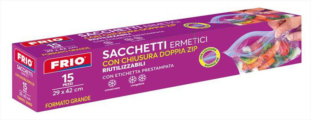 "LAVATELLI - FRIO SACCHETTI CHIUSURA DOPPIA ZIP GRANDI 29X42 C"