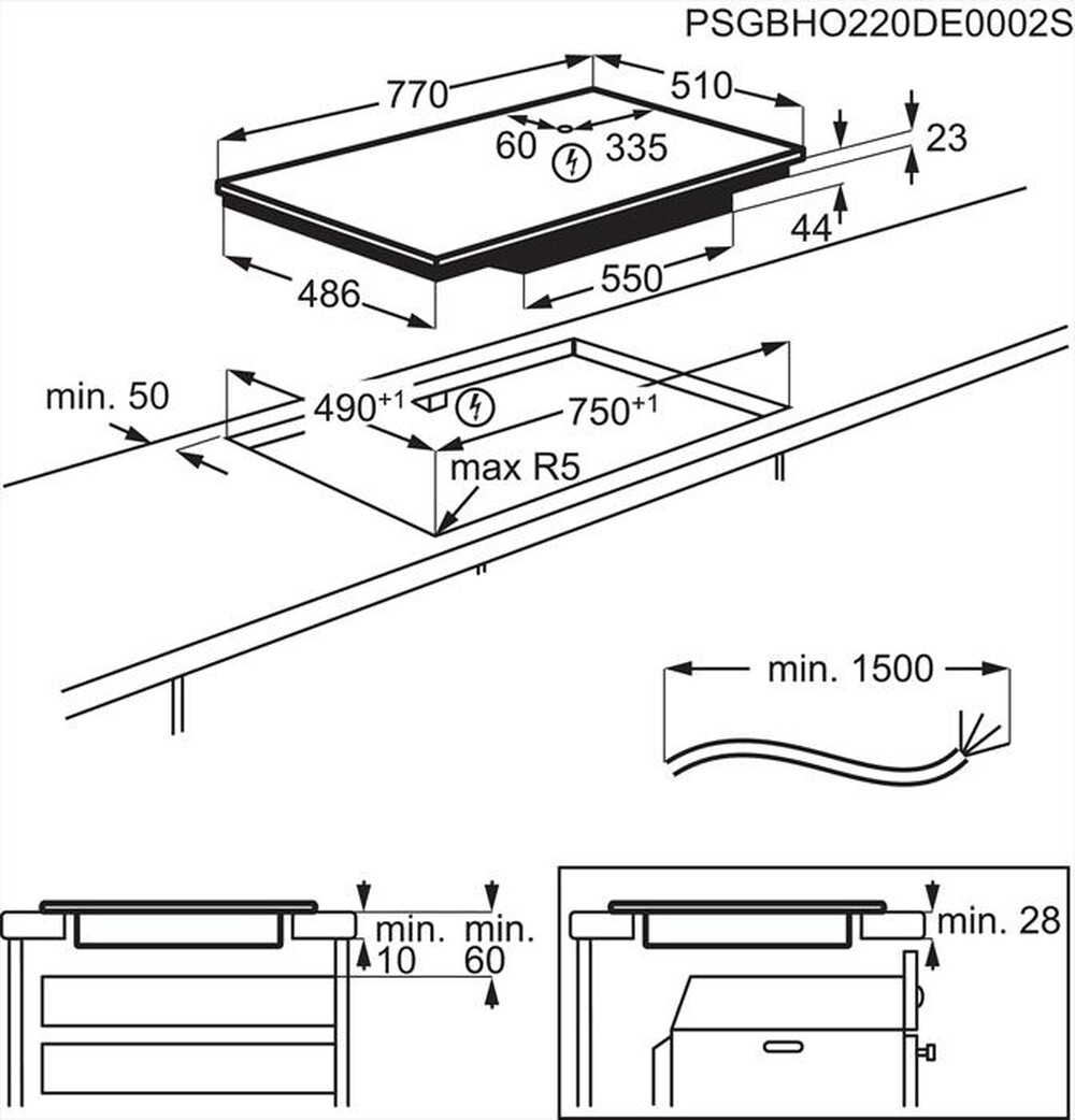 "AEG - Piano cottura elettrico TI84IB30IZ 77 cm-Nero"