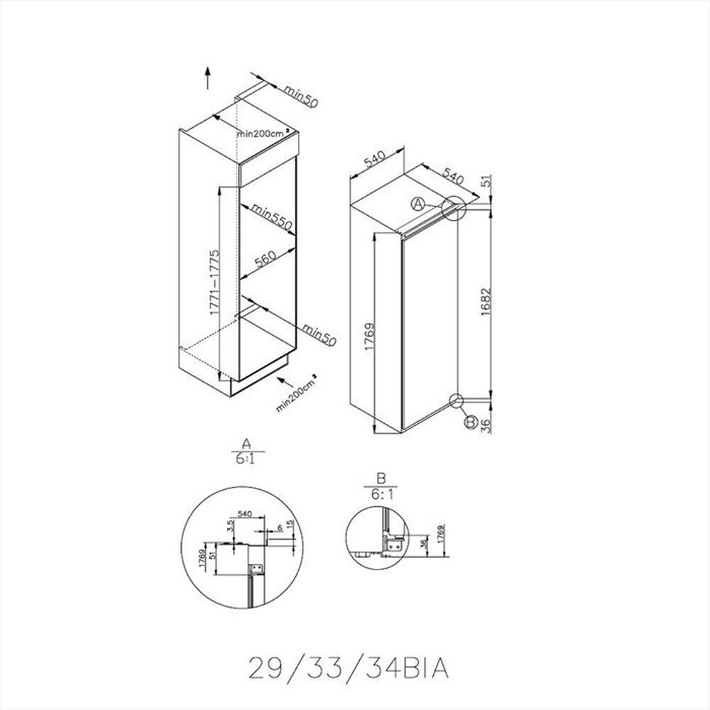 "CANDY - Congelatore incasso CFFO3550E/N Classe F"