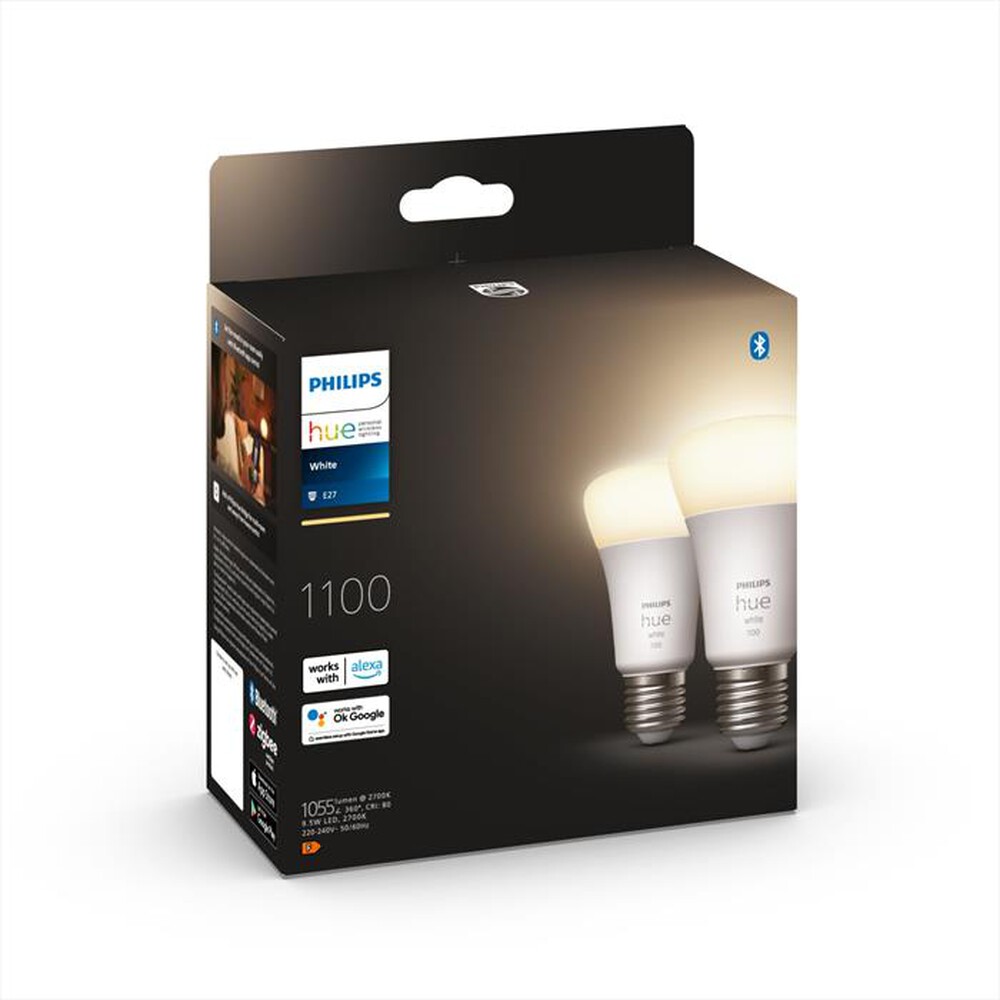 "PHILIPS - HUE WHITE 2 X LAMPADINA E27 9.5W 75W-Bianco"
