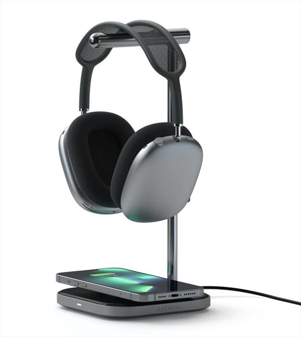 "SATECHI - STAND PER CUFFIE CON RICARICA WIRELESS 2IN1-grigio"