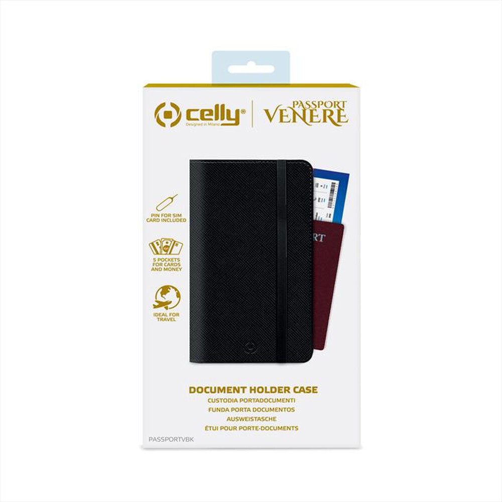 "CELLY - PASSPORTVBK - PORTADOCUMENTI MAGNETICO VENERE-NERO/SIMILPELLE"