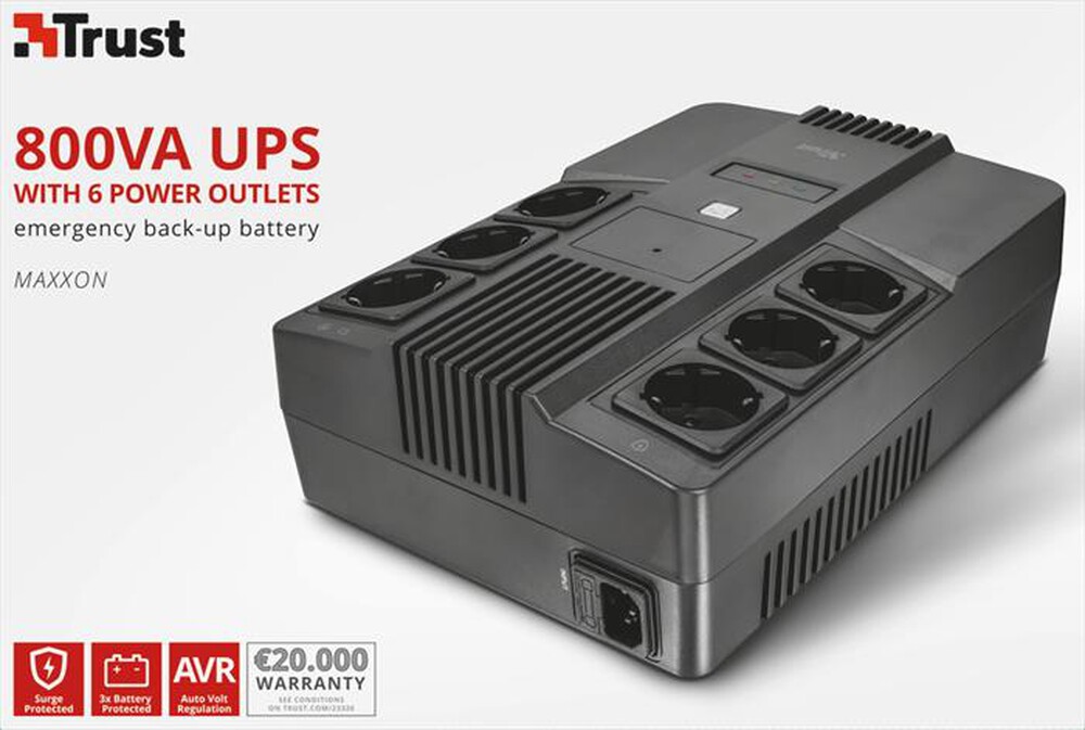 "TRUST - MAXXON POWERSTRIP UPS 800VA-Black"