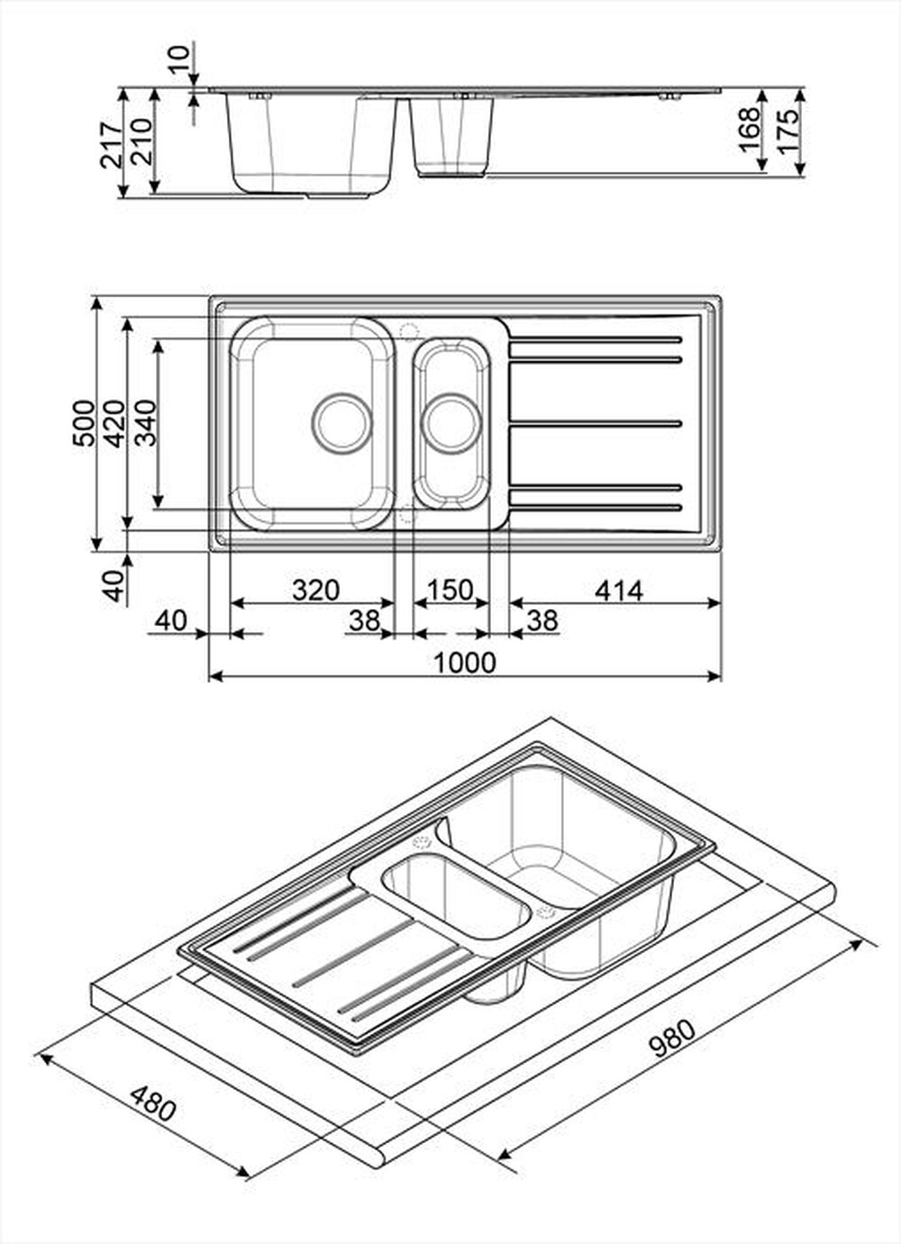 Immagine del prodotto SMEG - Lavello lneare LZ102CT 1,5 vasche-Cemento