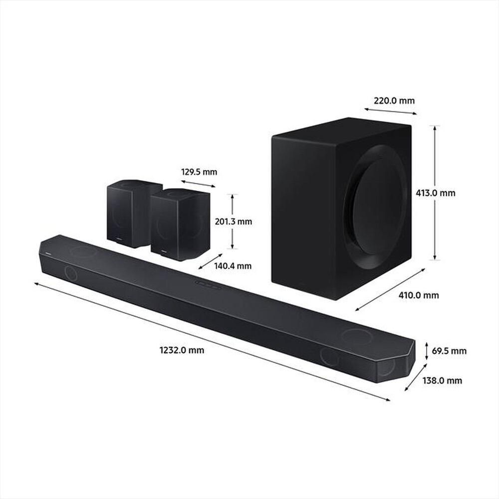 "SAMSUNG - Soundbar HW-Q990D/ZF, 11.1.4 CANALI, 656W, 2024-GRAPHITE BLACK"