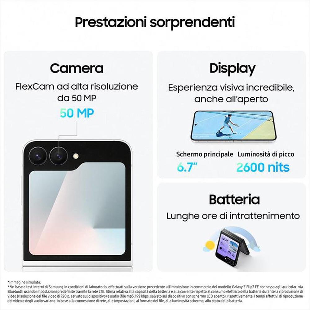 Immagine del prodotto SAMSUNG - Galaxy Z Flip7 FE 8+256GB-White