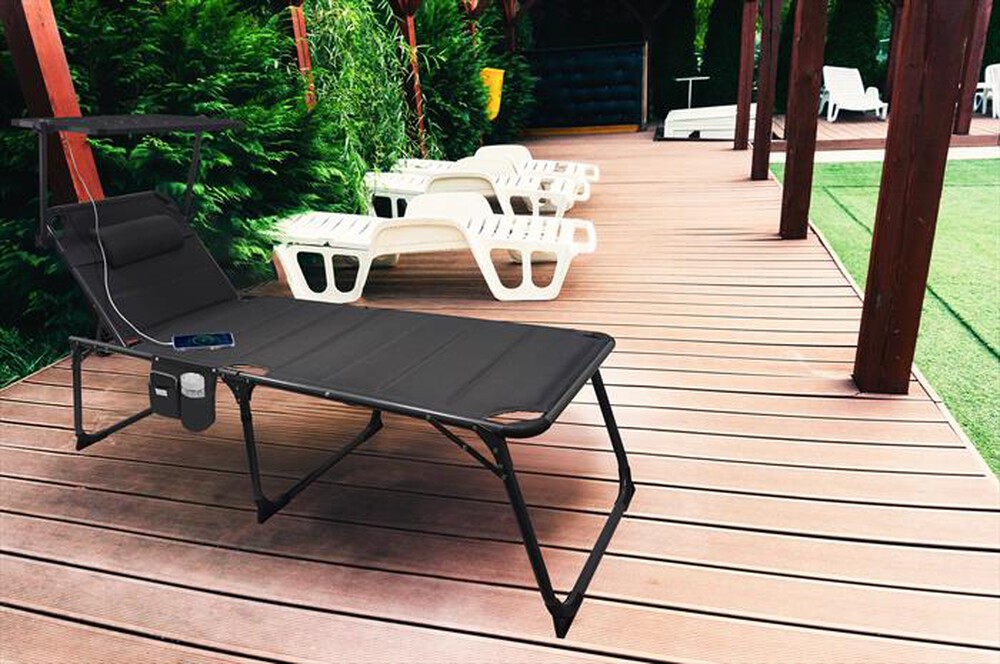 "TECHNAXX - LETTINO CON PANNELLO SOLARE E PORTE USB TX-275-Nero"