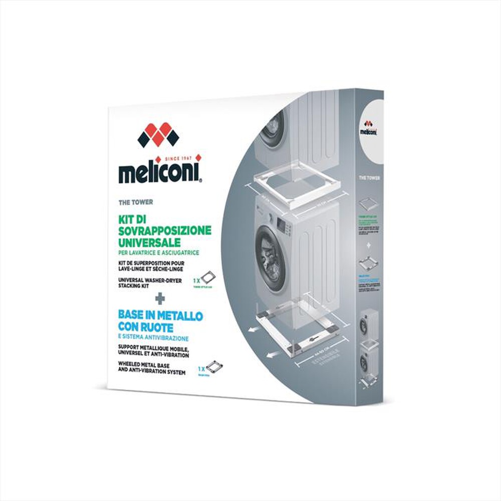 "MELICONI - THE TOWER Base con ruote e kit di sovrapposizione-Bianco"