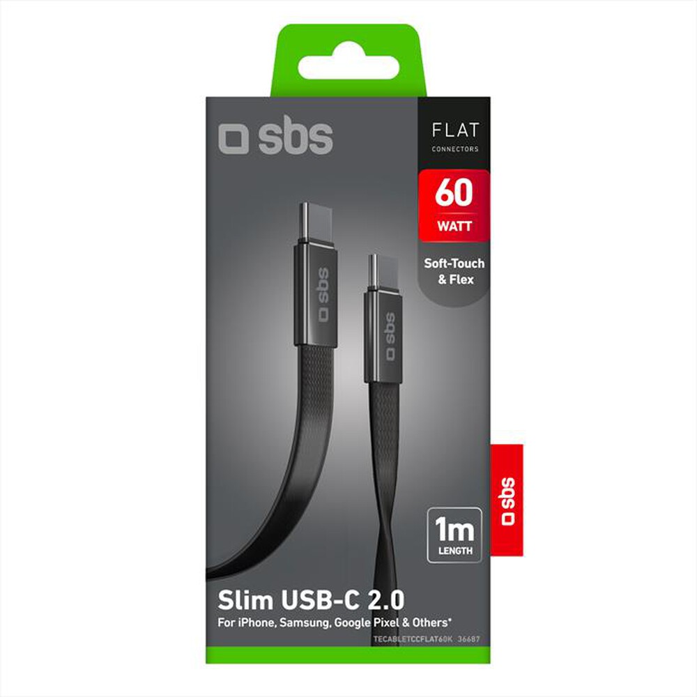 Immagine del prodotto SBS - Cavo piatto da USB-C a USB-C-Nero
