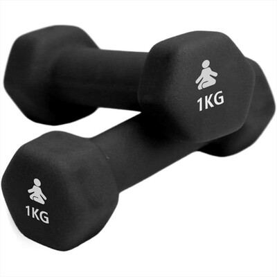 FITPADDY - MANUBRI DUMBBELL 1 KG - 2 PEZZI-nero
