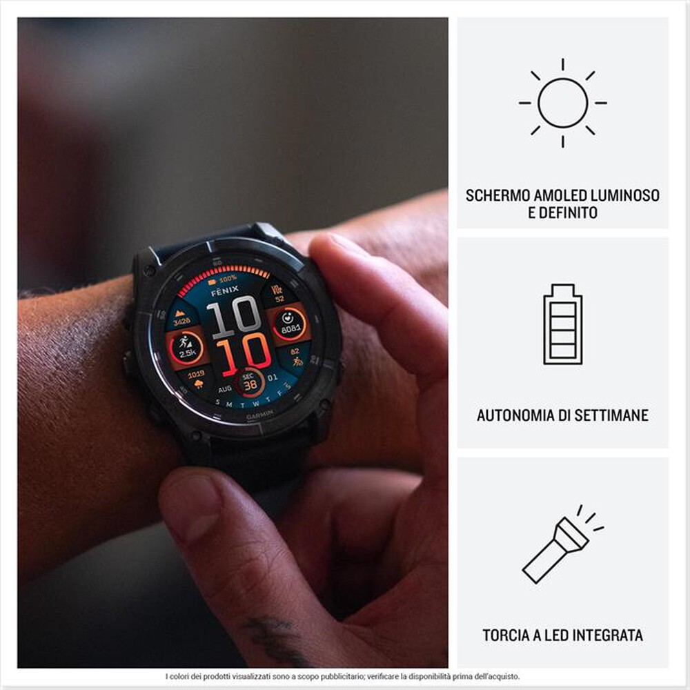 "GARMIN - Smart watch FENIX 8, 51MM-Grigio scuro / Nero"