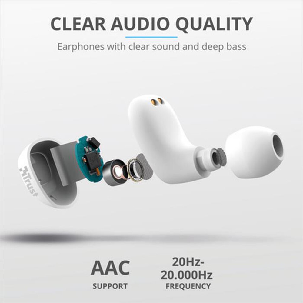 "TRUST - NIKA COMPACT BLUETH EARPHONES-White"