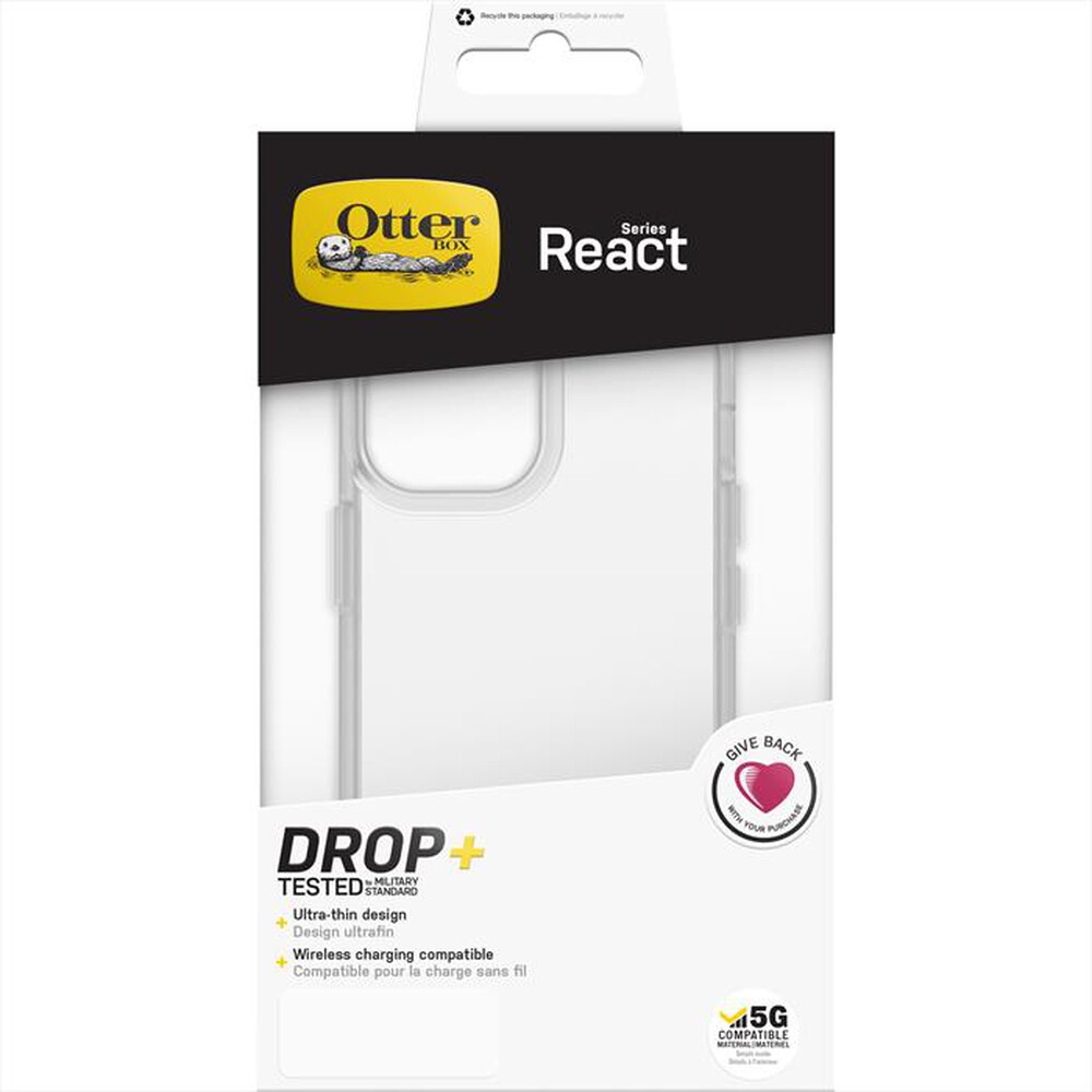 "OTTERBOX - REACT - CUSTODIA IPHONE 13 MINI/ 12 MINI - CLEAR-trasparente"