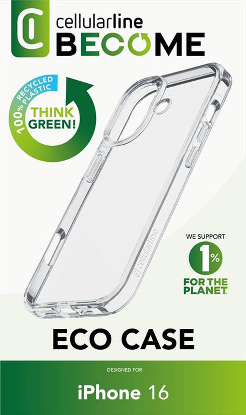 Immagine del prodotto CELLULARLINE - Cover BECOME CASE per IPHONE 16-Trasparente