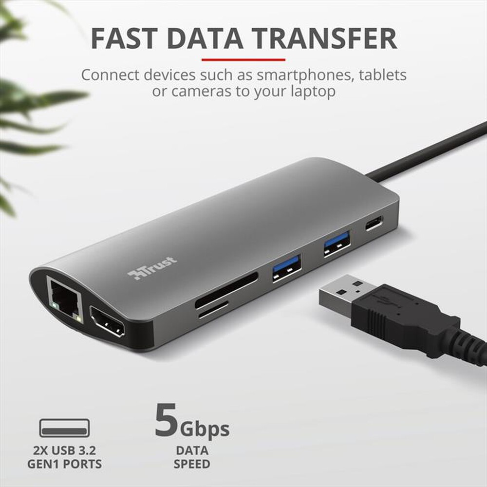 Immagine del prodotto TRUST - DALYX 7-IN-1 USB-C ADAPTER-Grey/Black