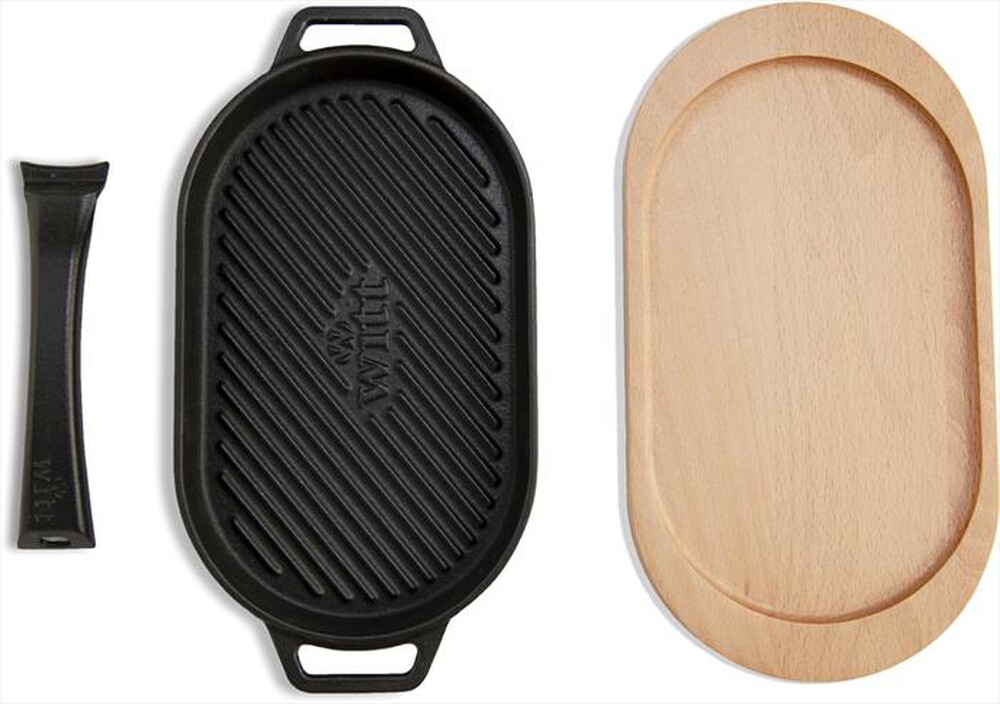 "WITT - GRIGLIA IN GHISA CON BASE LEGNO-Black"