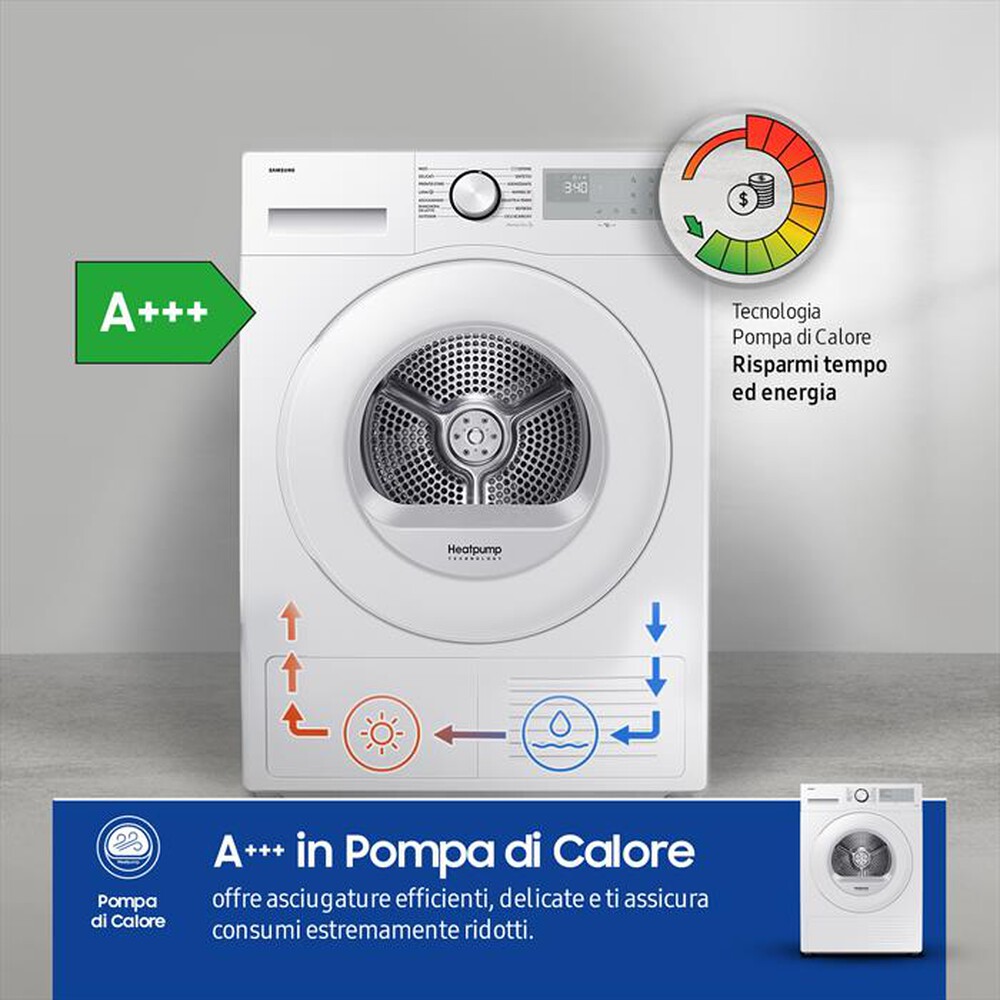 "SAMSUNG - Asciugatrice DV90CGC2A0THET 9 Kg Classe A+++-bianco"
