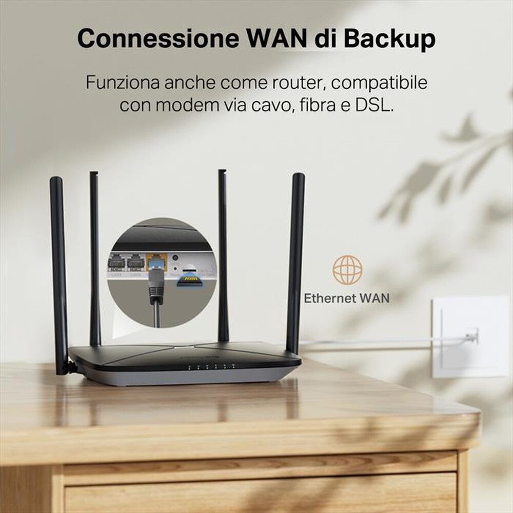 Immagine del prodotto MERCUSYS - N300 WI-FI 4G LTE ROUTER CON ANTENNE-nero