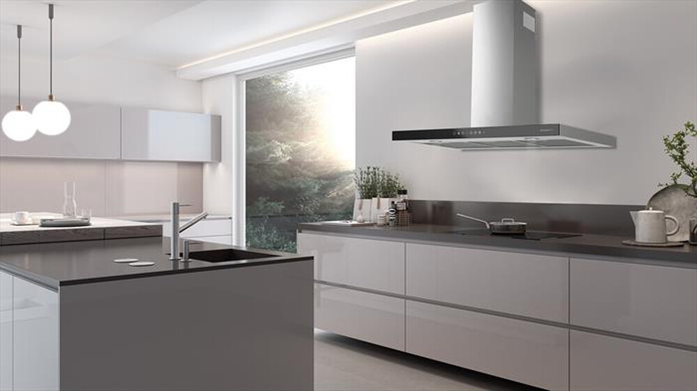 "GLEM GAS - Cappa a parete GHB990IXA Classe A-Nero / Acciaio Inox"