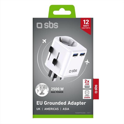 SBS - Universal grounded adapter to EU plug-Bianco